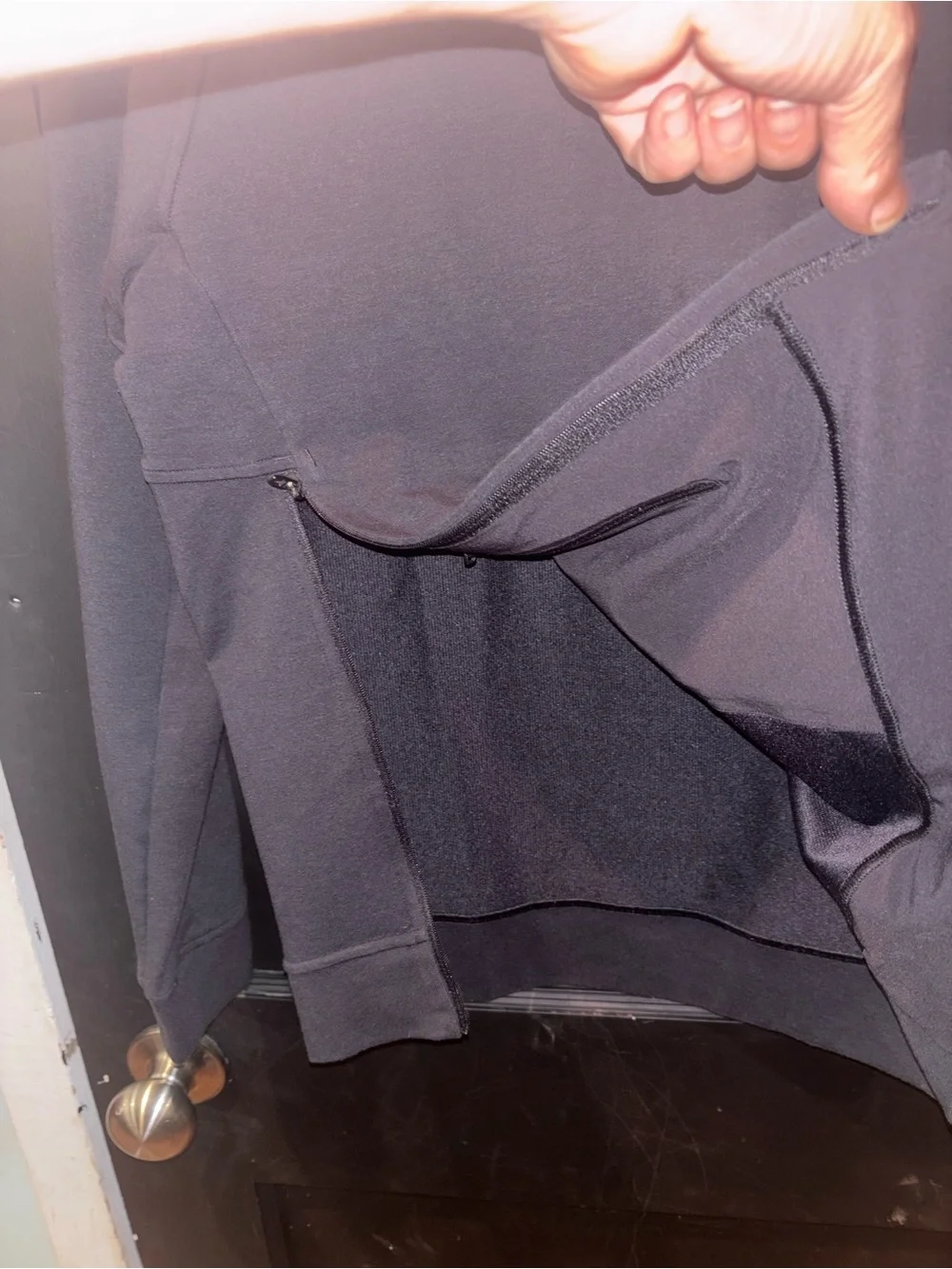 Lululemon Black Commuter Crew Neck Sweatshirt Hidden Zip Pocket Size SX